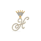 H Initial With Crown 10K Yellow Gold & Diamond Pendant